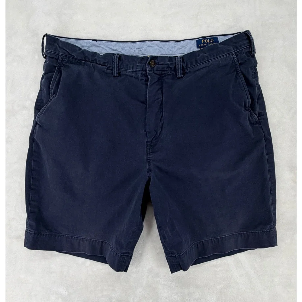 Polo Ralph Lauren Mens Navy Blue Stretch Classic Fit Chino Shorts Size 38